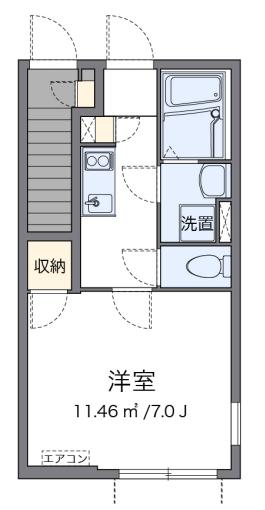 ＪＲ中央線 三鷹駅 徒歩23分 2階建 築8年(1K/1階)の間取り写真