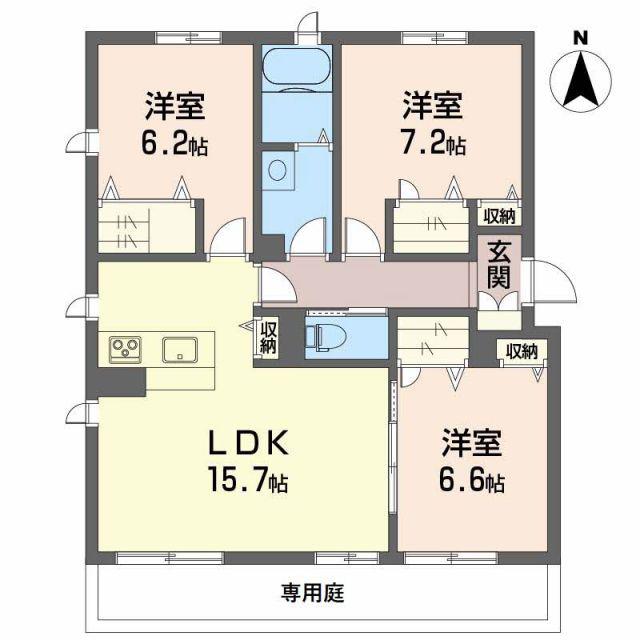 ショーンはなみずき A棟(3LDK/1階)の間取り写真