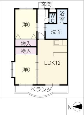 OESTE・VILLA(2LDK/1階)の間取り写真