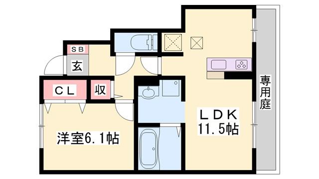 メゾン・ラフィーネ(1LDK/1階)の間取り写真