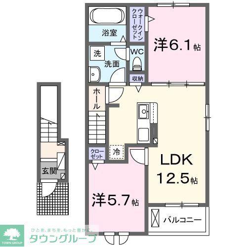 フロラシオン(2LDK/2階)の間取り写真