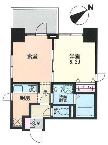 フォンテーヌ美和(1LDK/7階)の間取り写真