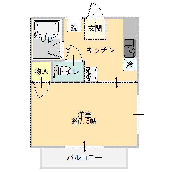 あづみコーポ(1K/2階)の間取り写真