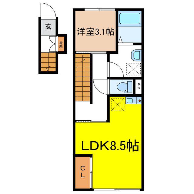 BELLE LEAD 立町(1LDK/2階)の間取り写真