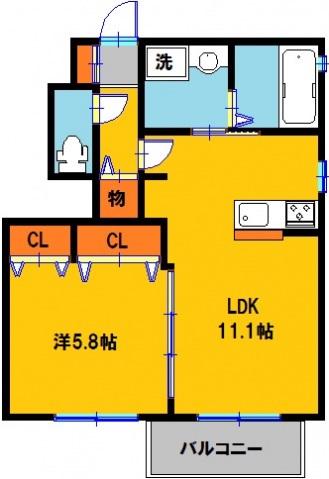シャトーガーデン(1LDK/1階)の間取り写真