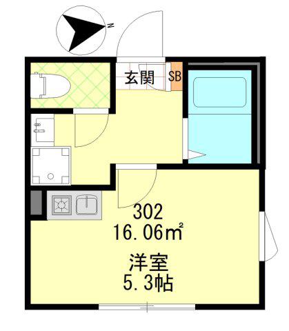 GRIP蓮根(ワンルーム/3階)の間取り写真