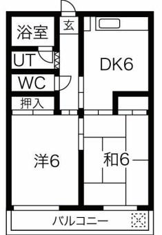 譽マンション(2DK/1階)の間取り写真