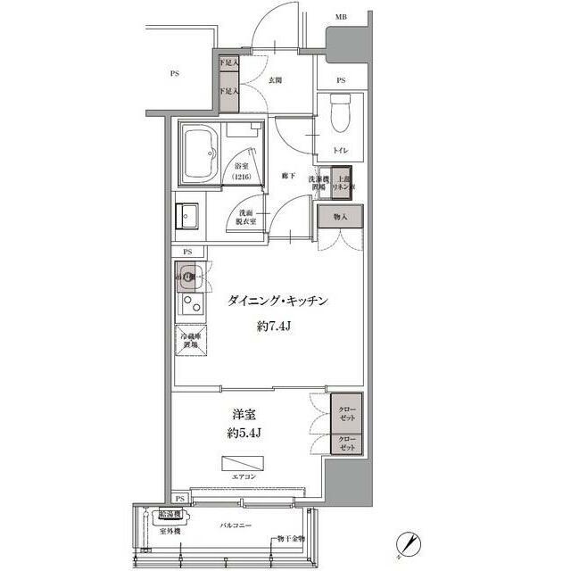 SKナインティ門前仲町 部屋番号1103(1DK/11階)の間取り写真