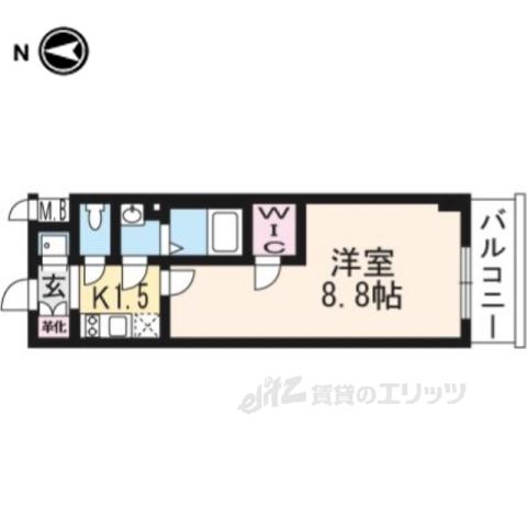 エスプレイス京都RAKUNAN(1K/5階)の間取り写真
