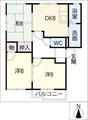 DREAM &DREAM(3DK/2階)の間取り写真