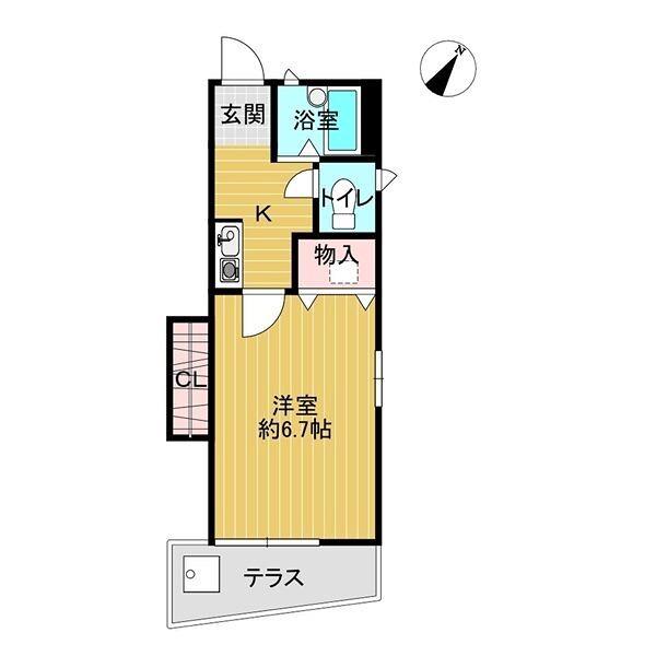 ハイツ大林(1K/1階)の間取り写真