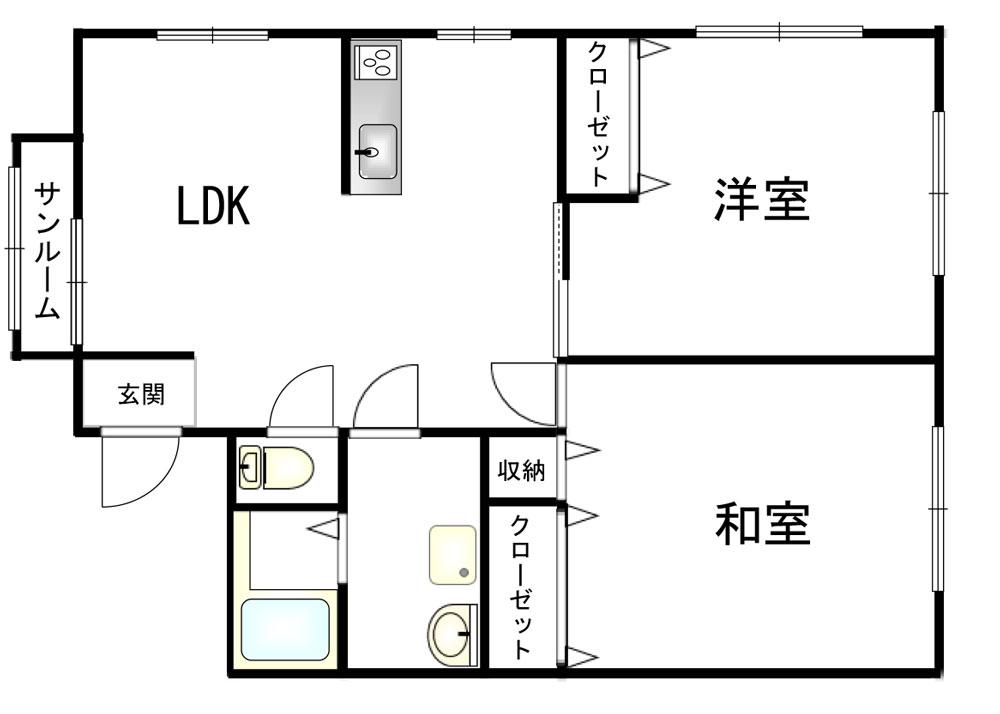 メゾン・ダイコー D-1(2LDK/1階)の間取り写真
