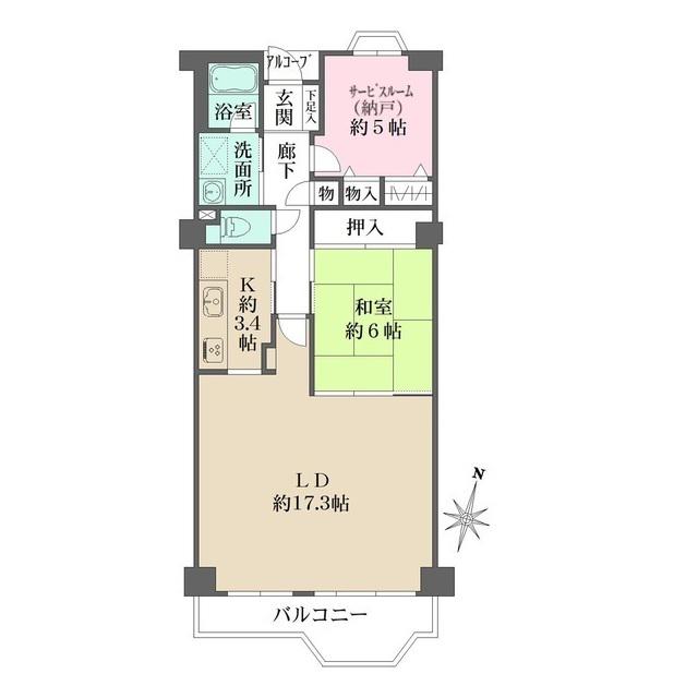 藤和コアティ高槻ハイタウンコアC棟(1SLDK/5階)の間取り写真