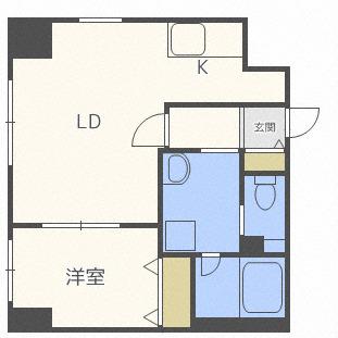 レガート東区役所前A棟(1LDK/8階)の間取り写真