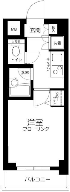 ミリオンガーデン小石川(1K/2階)の間取り写真