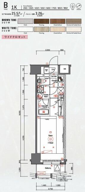 SYNEX PREMIER ASAKUSABASHI(1K/9階)の間取り写真