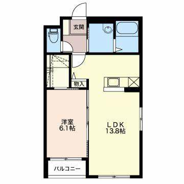 コンフィリーヌ(1LDK/2階)の間取り写真