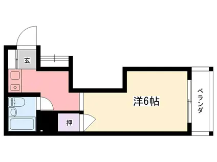 エレガンス鳴尾(1K/4階)の間取り写真
