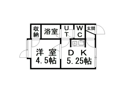 ノース WING(1DK/1階)の間取り写真
