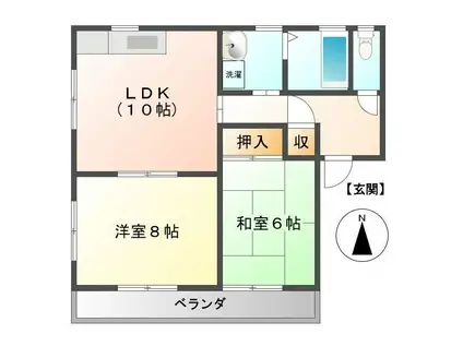 ＪＲ宇野線 常山駅 徒歩25分 2階建 築24年(2LDK/2階)の間取り写真