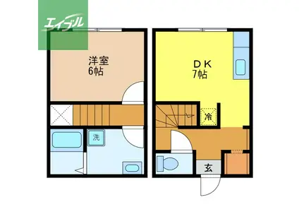 UKハウス鳴滝(1DK/1階)の間取り写真