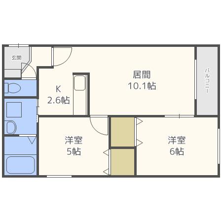プリオール麻生(2LDK/1階)の間取り写真