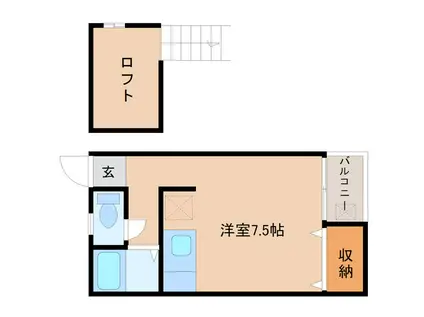 ピナクル筑紫 B(ワンルーム/2階)の間取り写真