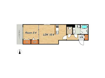 RIO西七条(1LDK/1階)の間取り写真