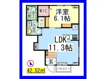 AF MKレジデンス2(1LDK/1階)の間取り写真