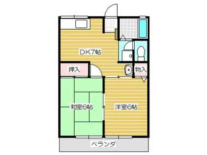 ハイエスト平川(2DK/2階)の間取り写真