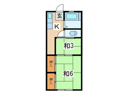 第2永野荘(2K/1階)の間取り写真