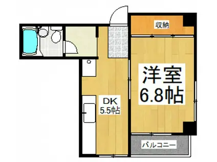 リライズ東大和(1DK/3階)の間取り写真