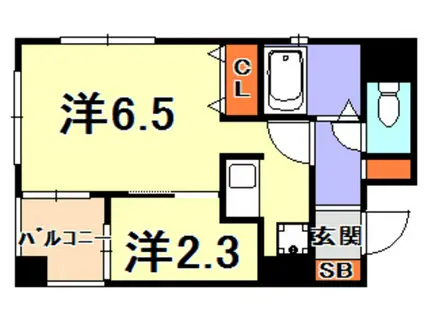 プリオーレ神戸II(1SK/2階)の間取り写真