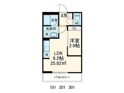 GRADUS川口元郷(1LDK/1階)の間取り写真