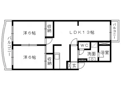 カナヤハイツI(2LDK/3階)の間取り写真