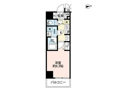 プレール・ドゥーク浅草IV(1K/5階)の間取り写真