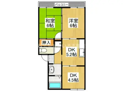 ＪＲ鹿児島本線 玉名駅 徒歩20分 2階建 築34年(3DK/2階)の間取り写真