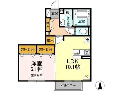 カサ・ドルチェ B(1LDK/2階)の間取り写真
