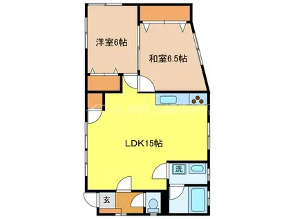 松下アパート(2LDK/3階)の間取り写真