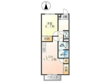 ホープヒル新田(1LDK/1階)の間取り写真