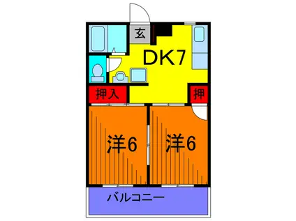 こーぽときわ(2DK/2階)の間取り写真