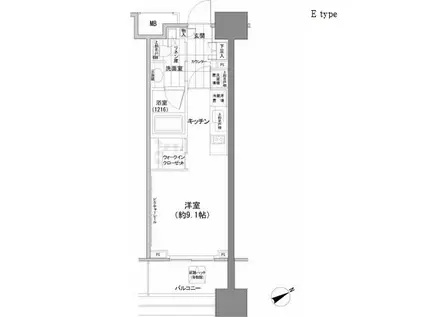 パークハビオ西新宿(ワンルーム/2階)の間取り写真
