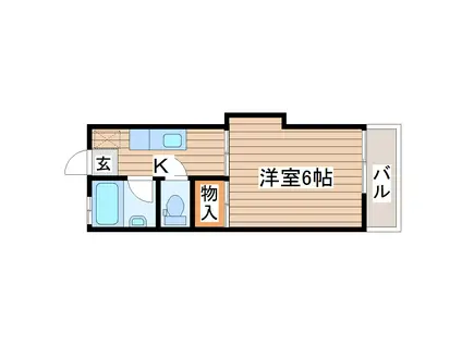 パステラル西勝山(1K/2階)の間取り写真