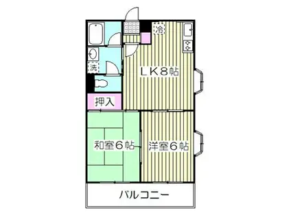 ハウスKS(2LK/3階)の間取り写真