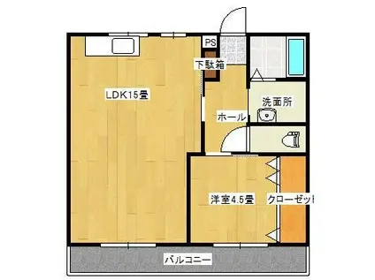 レジデンス シムラ(1LDK/1階)の間取り写真