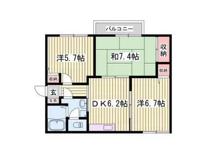 MSシーサイドプラザIIA・B(3DK/2階)の間取り写真