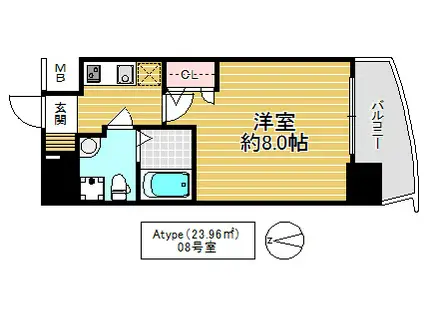 TLRレジデンス高井田(1K/6階)の間取り写真