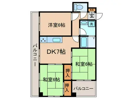 上新城ビル(3DK/2階)の間取り写真