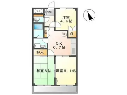 サンライズ・U(3DK/2階)の間取り写真