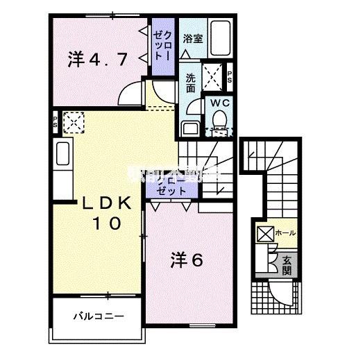 サンライズヴィラB(2LDK/2階)の間取り写真